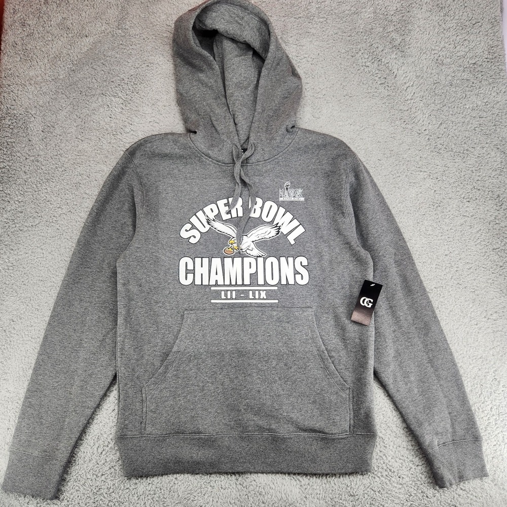 Philadelphia Eagles Super Bowl 59 LIX Hoodie Mens M Gray Oyster Guy